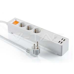 Zásuvka predlžovacia Wifi 3 násobná + 4x USB (V-TAC)