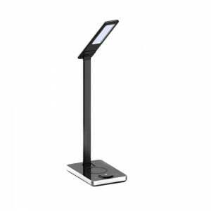 Stolná LED lampa s QI nabíjaním 5W, CCT, 800lm, stmievateľná, čierna VT-7505 (V-TAC)