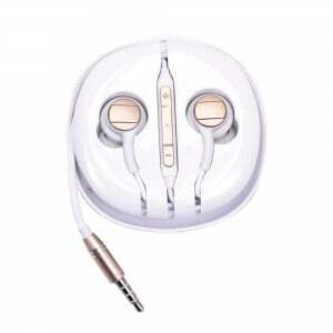 Slúchadlá zlato-biele 3,5mm jack VT-1132, zabudovaný mikrofón (V-TAC)